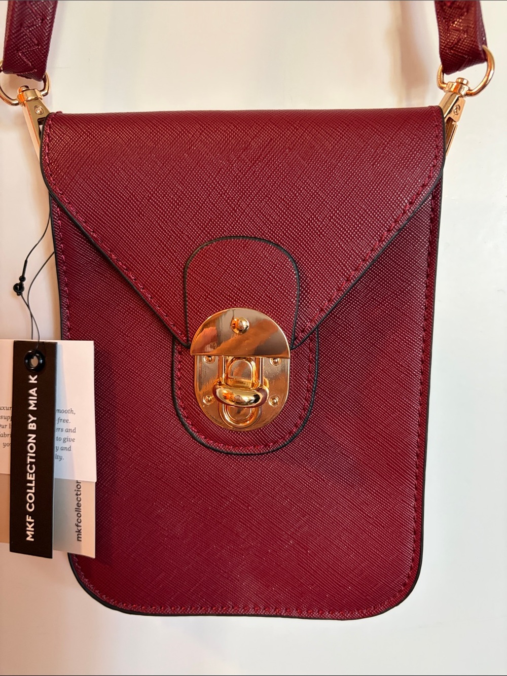 MKF Collection by Mia K Burgundy Crossbody Phone Bag